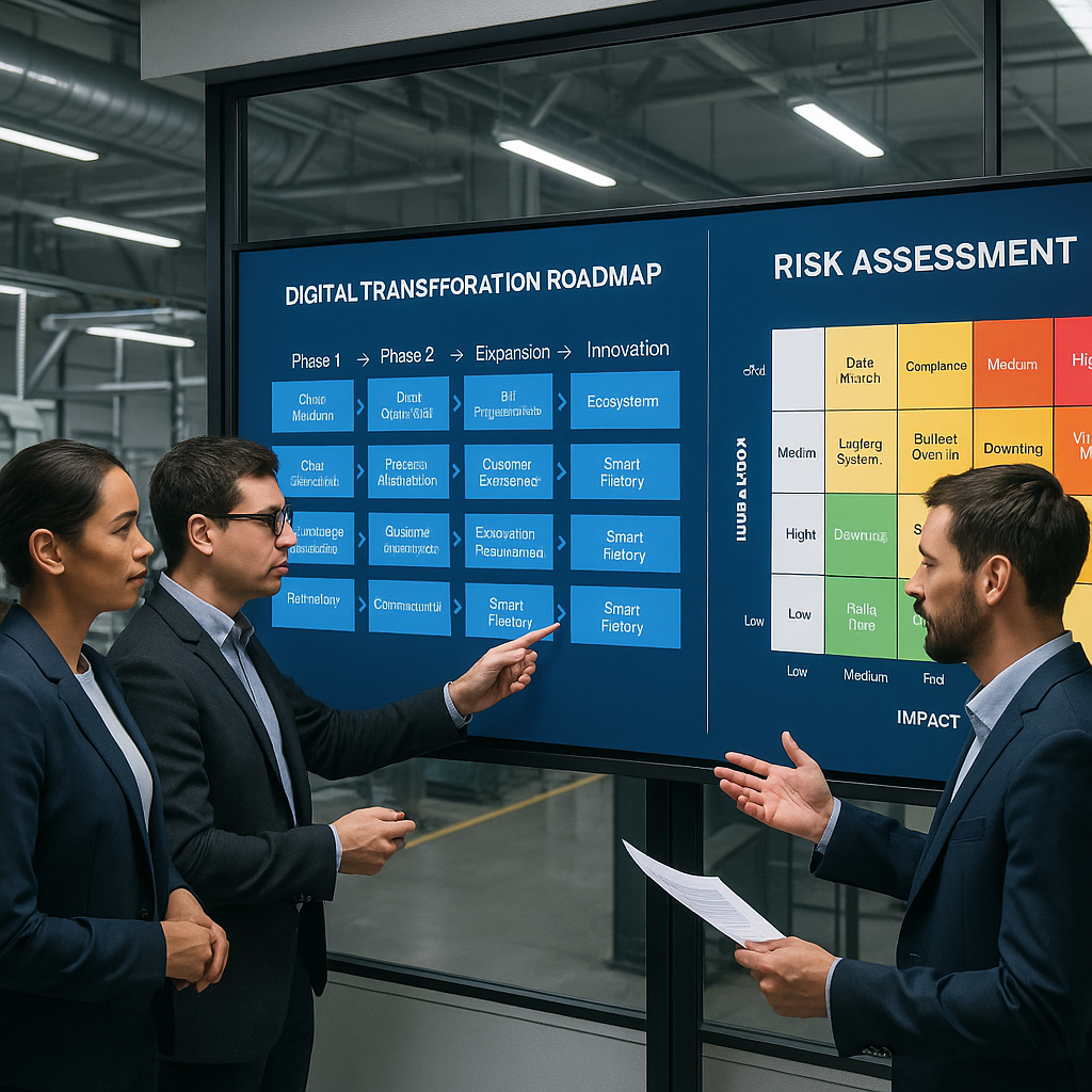 A professional consulting team analyzing digital t